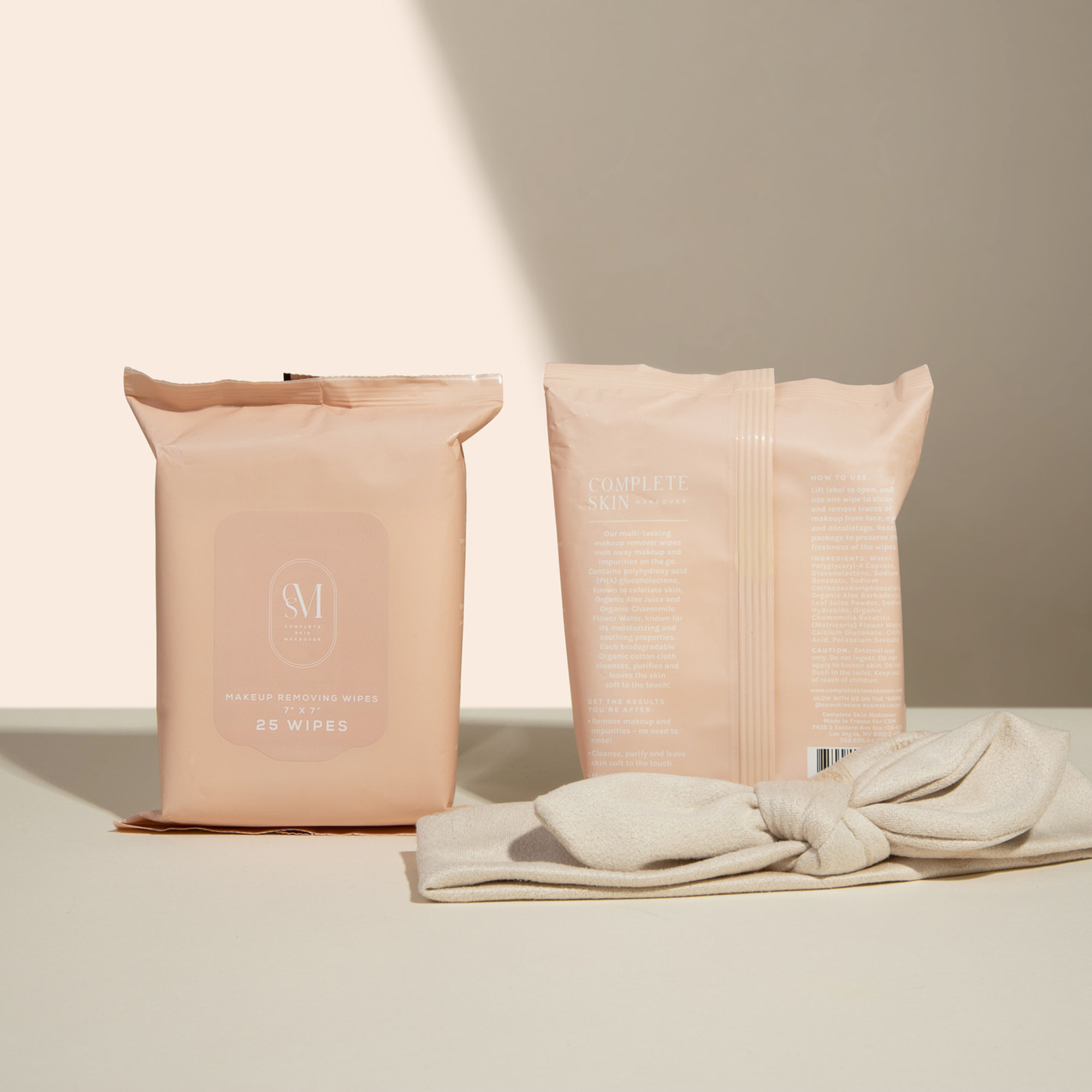 Natural Makeup Removing Facial Wipes - 3 Pack
