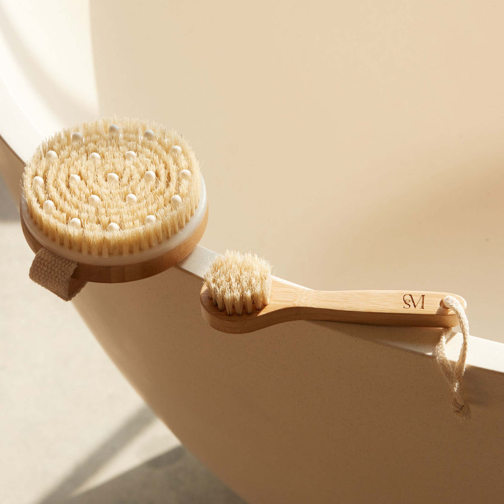 Dry/Wet Body Brush By C.S.M  Natural Bristles For Wet & Dry Brushing —  Complete Skin Makeover